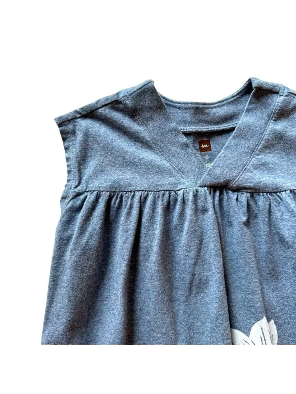 Tea Collection | Little Girl Blue & White Floral Print Dress Size 6